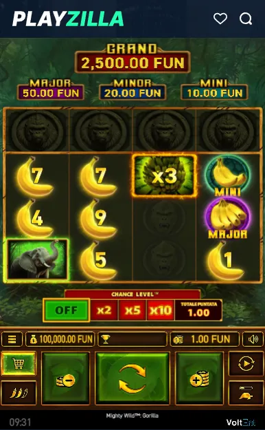 Casino PlayZilla nel browser su cellulare