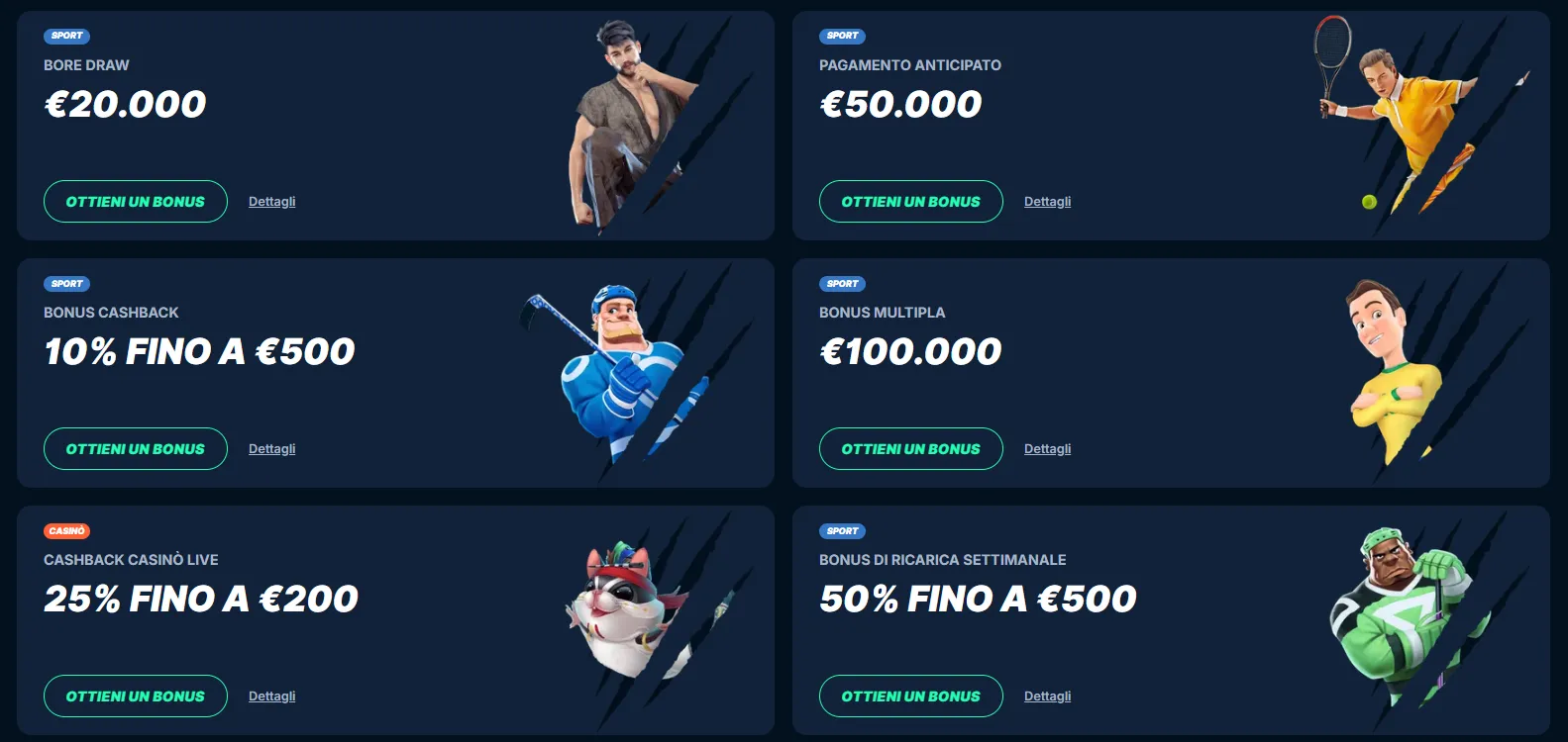 Console delle promozioni PlayZilla e bonus