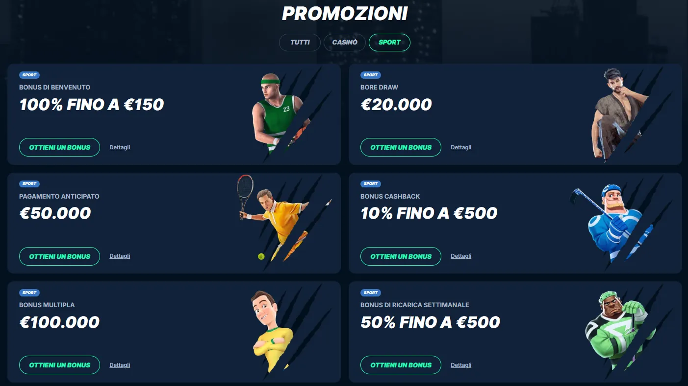 Offerte e bonus dello sportsbook PlayZilla